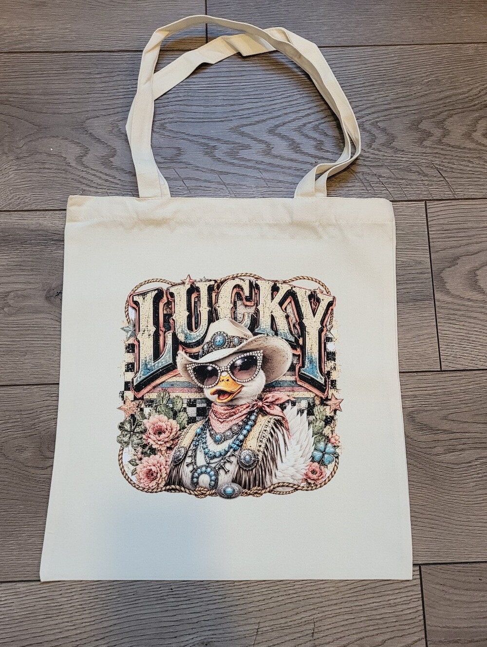 Custom Lucky Duck Canvas Tote Bag